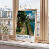 Londonderry Poster - Northern Ireland Wall Art - Riverside Stone Path Gift