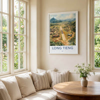 LONG TIENG Poster - Laos Travel Art - Jungle Airfield Valley Home Decor