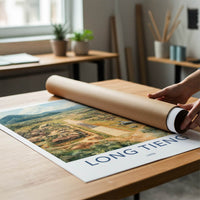 LONG TIENG Poster - Laos Travel Art - Jungle Airfield Valley Home Decor