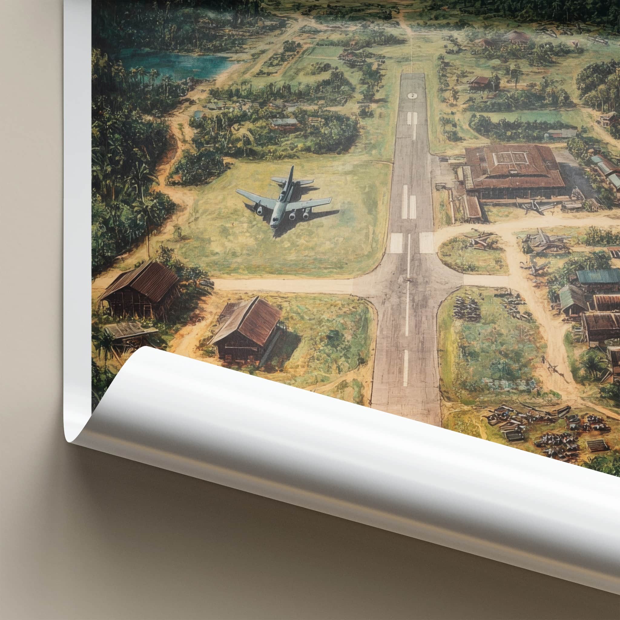 Long Tieng Poster - Laos Travel Art - Jungle Airstrip Village Home Decor
