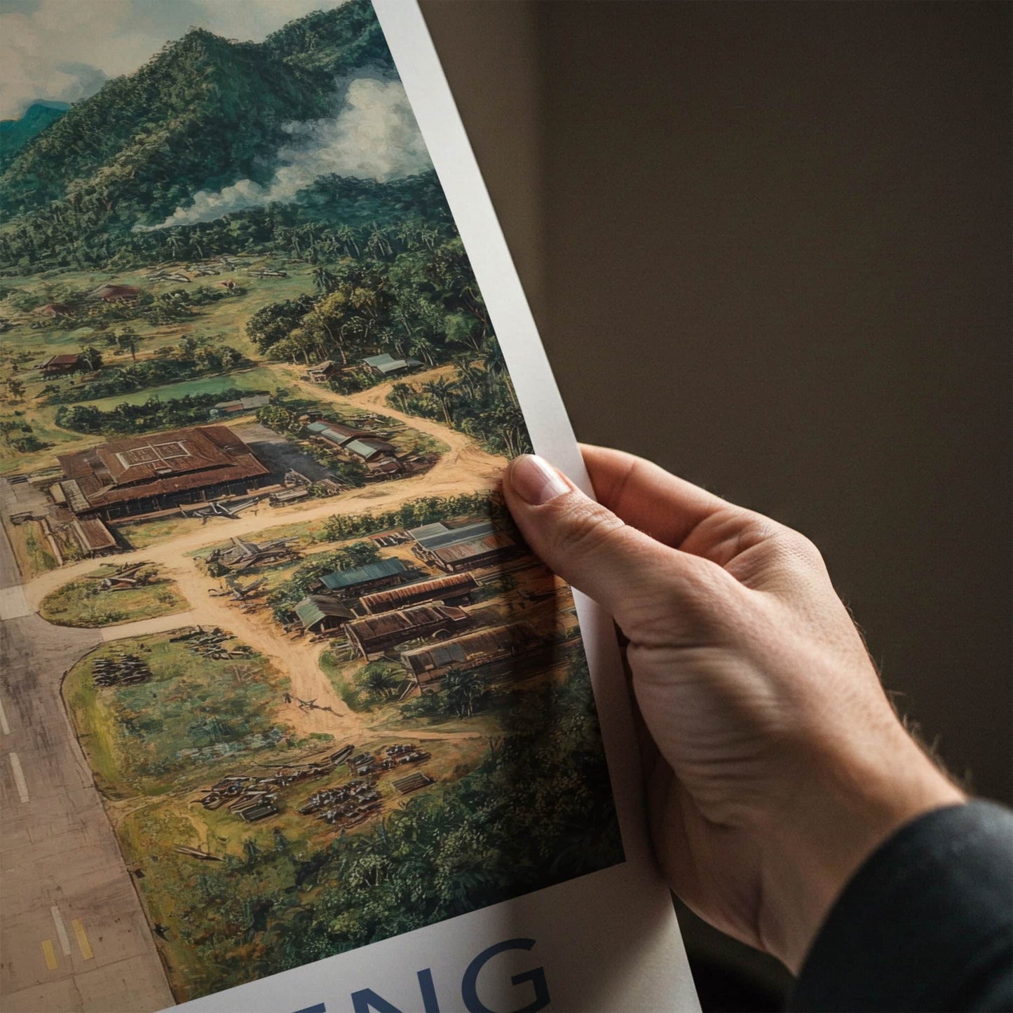 Long Tieng Poster - Laos Travel Art - Jungle Airstrip Village Home Decor