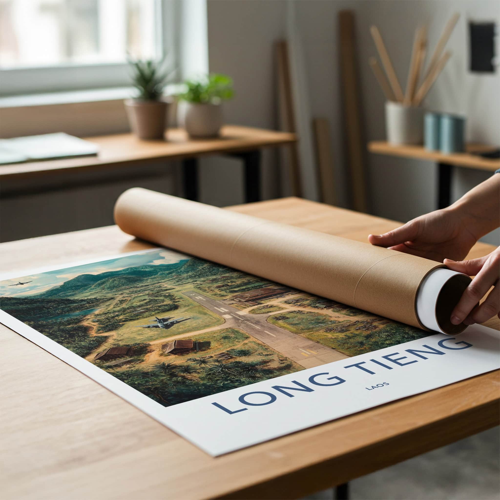 Long Tieng Poster - Laos Travel Art - Jungle Airstrip Village Home Decor