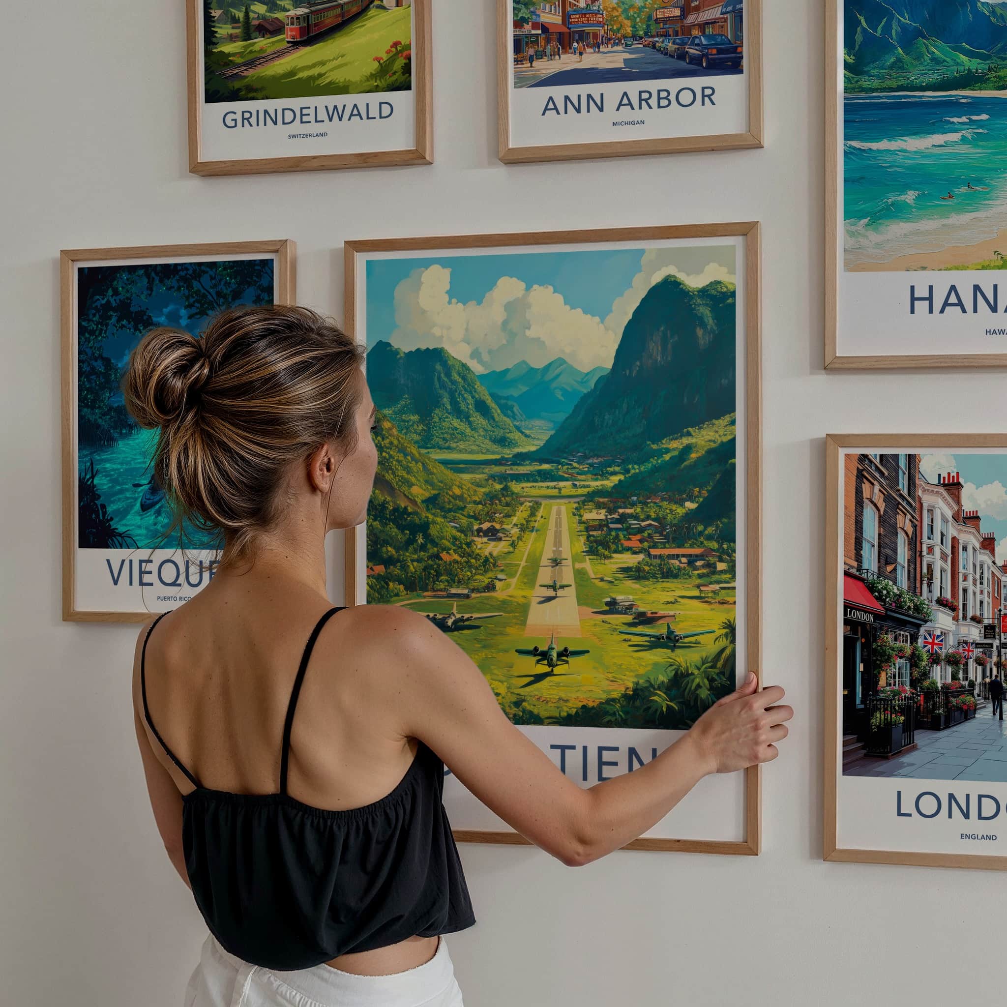 Long Tieng Poster - Laos Travel Art - Mountain Airstrip Planes Home Decor
