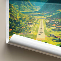 Long Tieng Poster - Laos Travel Art - Mountain Airstrip Planes Home Decor