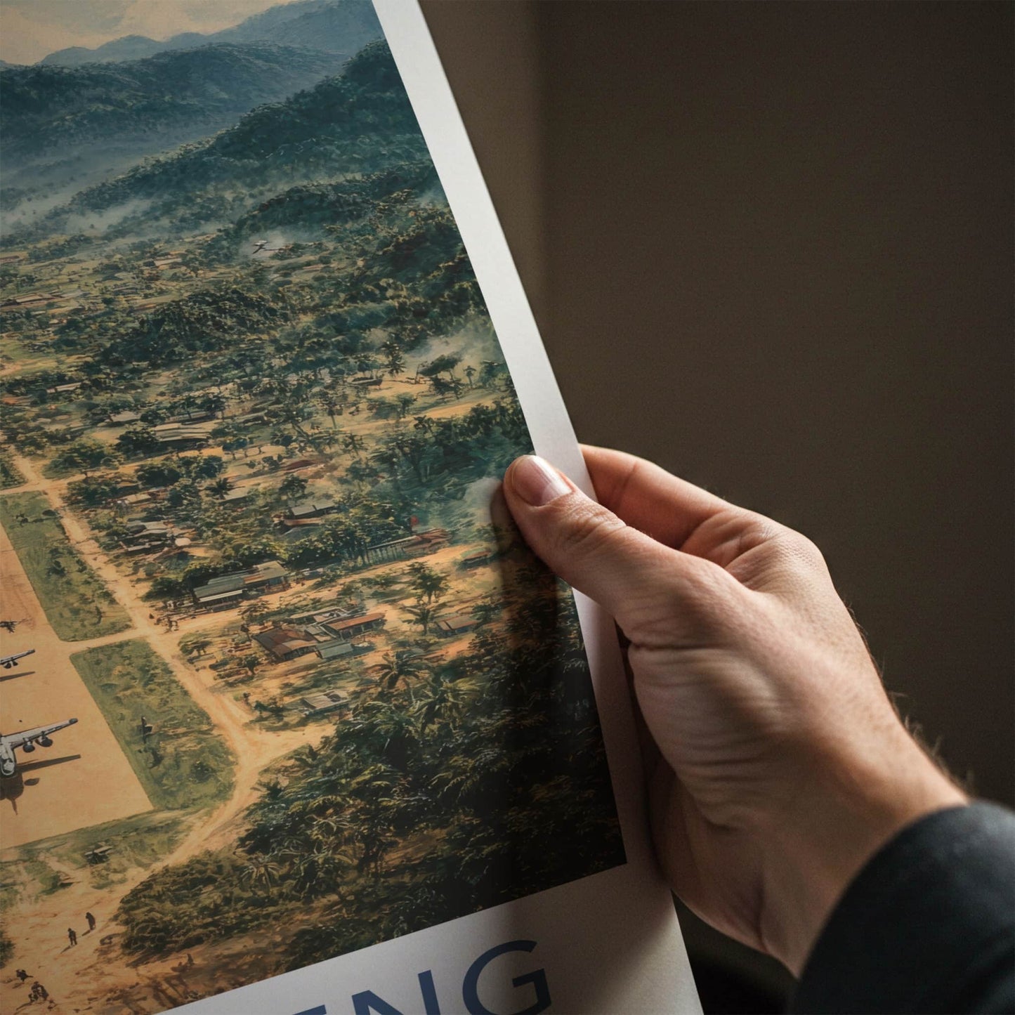 Long Tieng Poster - Laos Travel Art - Mountain Runway Village Home Decor