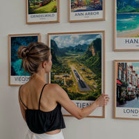 Long Tieng Poster - Laos Travel Art - Mountain Valley Airstrip Home Decor