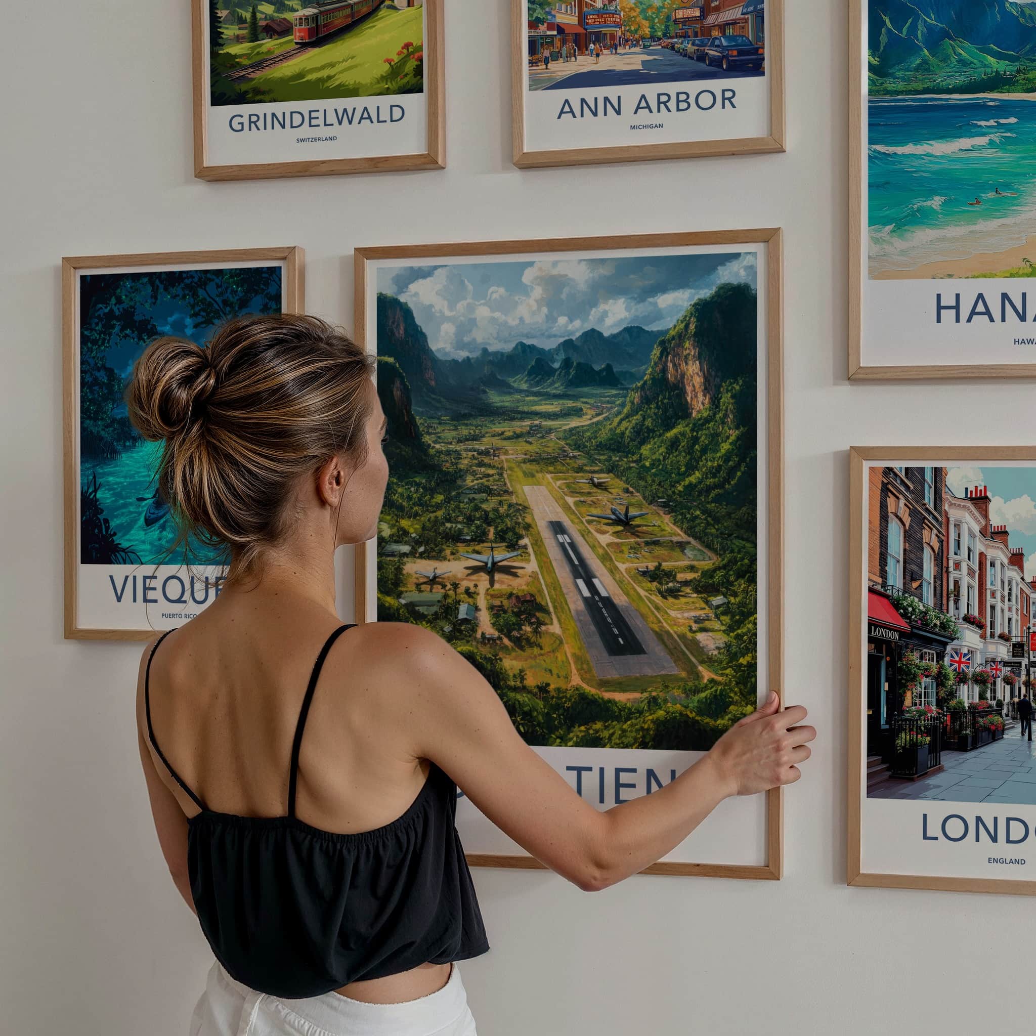 Long Tieng Poster - Laos Travel Art - Mountain Valley Airstrip Home Decor