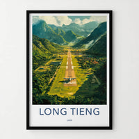 Long Tieng Poster - Laos Travel Art - Mountain Valley Runway Home Decor
