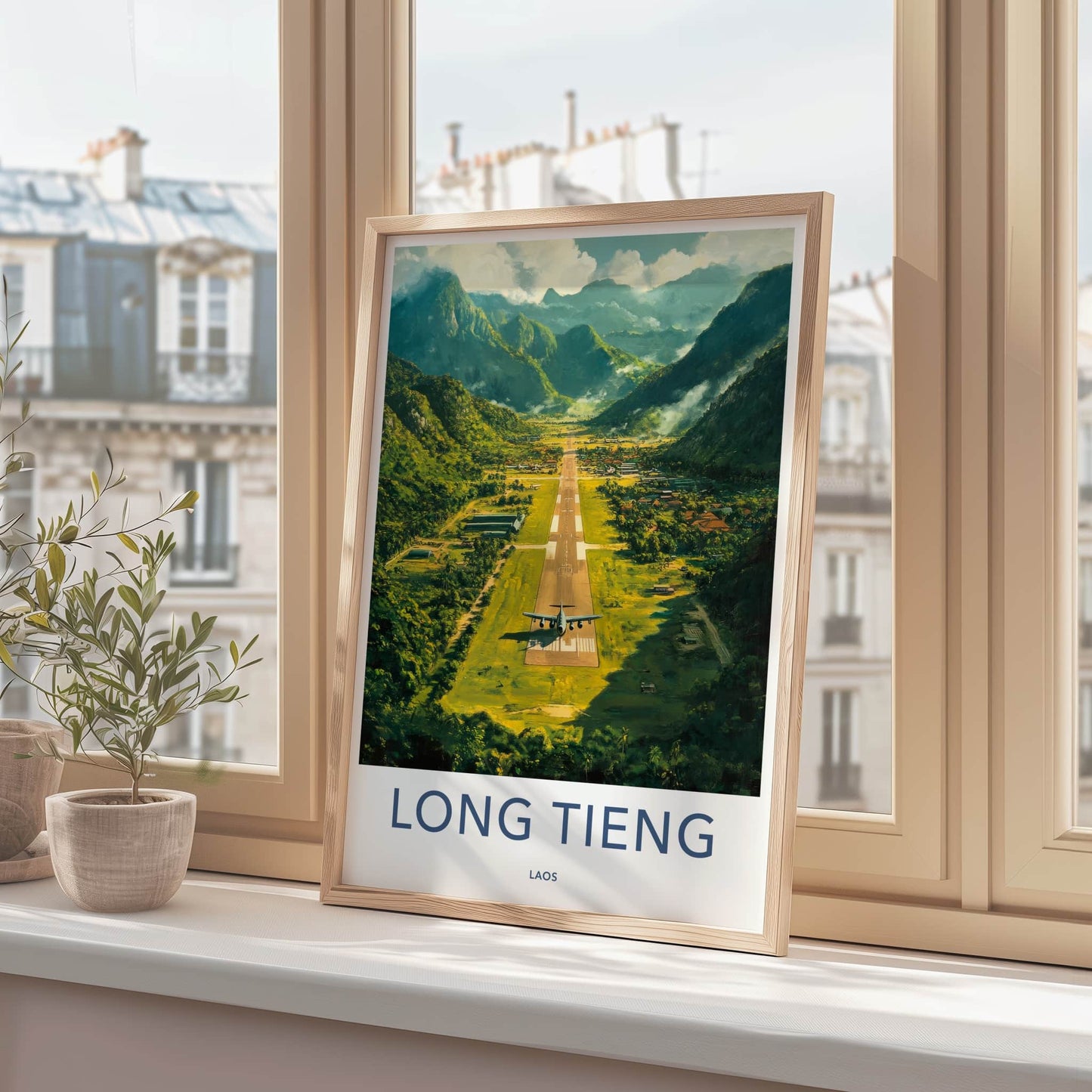 Long Tieng Poster - Laos Travel Art - Mountain Valley Runway Home Decor