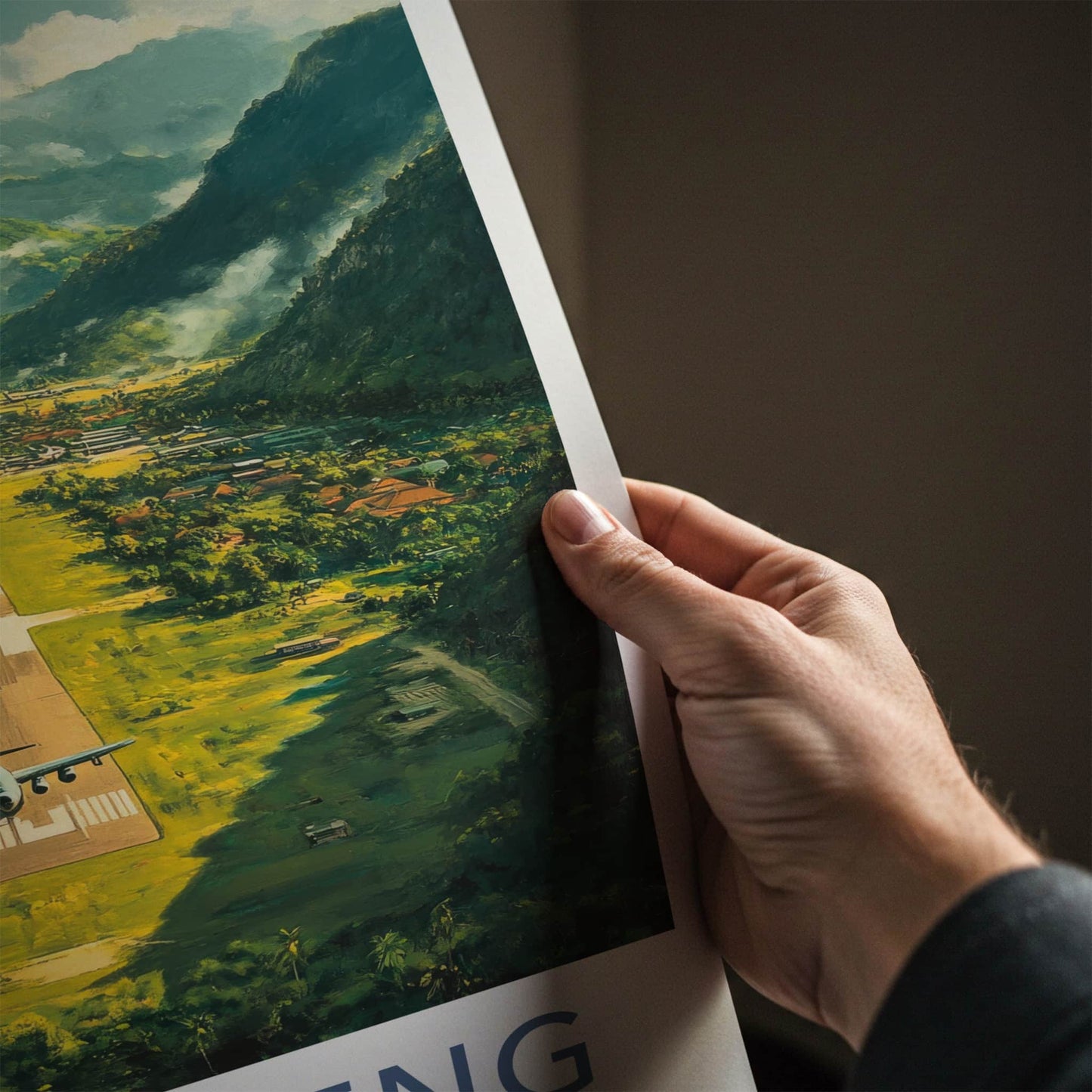 Long Tieng Poster - Laos Travel Art - Mountain Valley Runway Home Decor