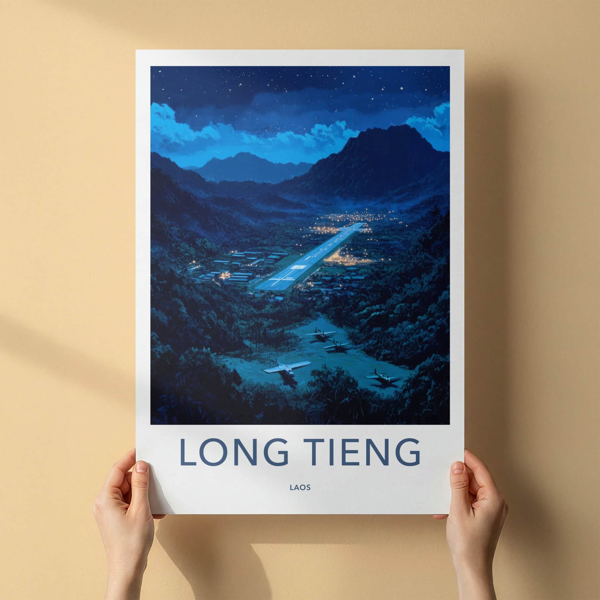 Long Tieng Poster - Laos Travel Art - Remote Mountain Airstrip Home Decor