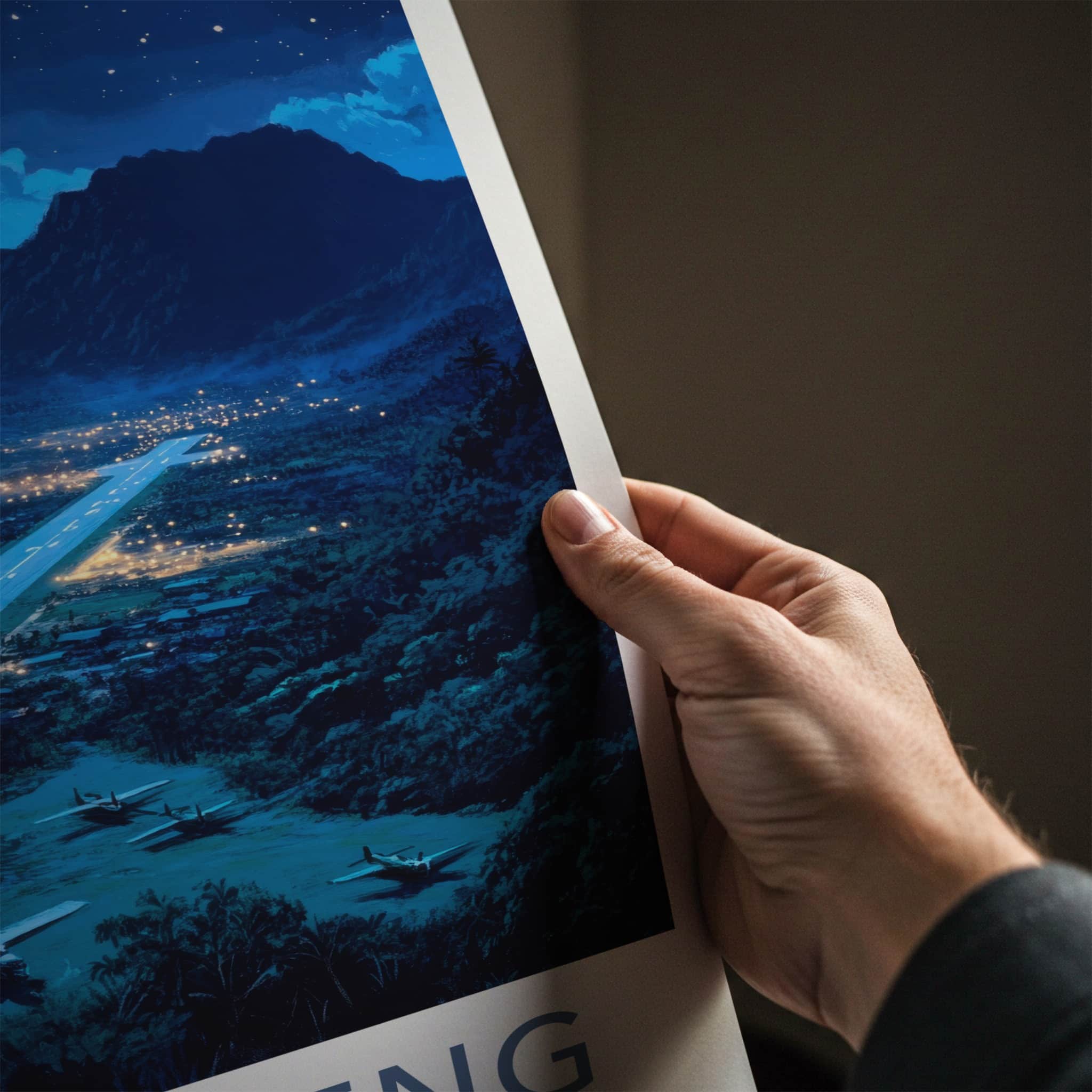 Long Tieng Poster - Laos Travel Art - Remote Mountain Airstrip Home Decor