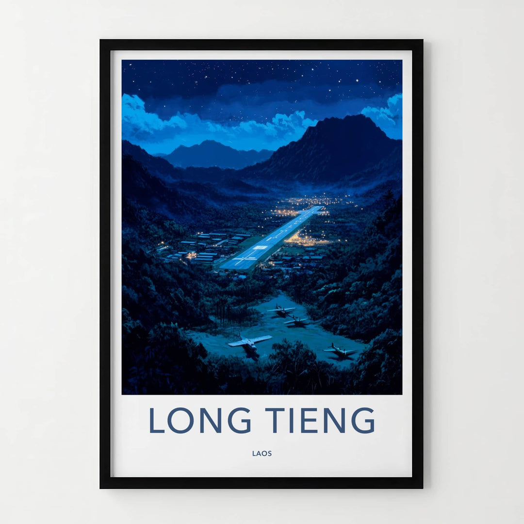 Long Tieng Poster - Laos Travel Art - Remote Mountain Airstrip Home Decor