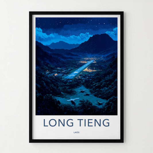 Long Tieng Poster - Laos Travel Art - Remote Mountain Airstrip Home Decor