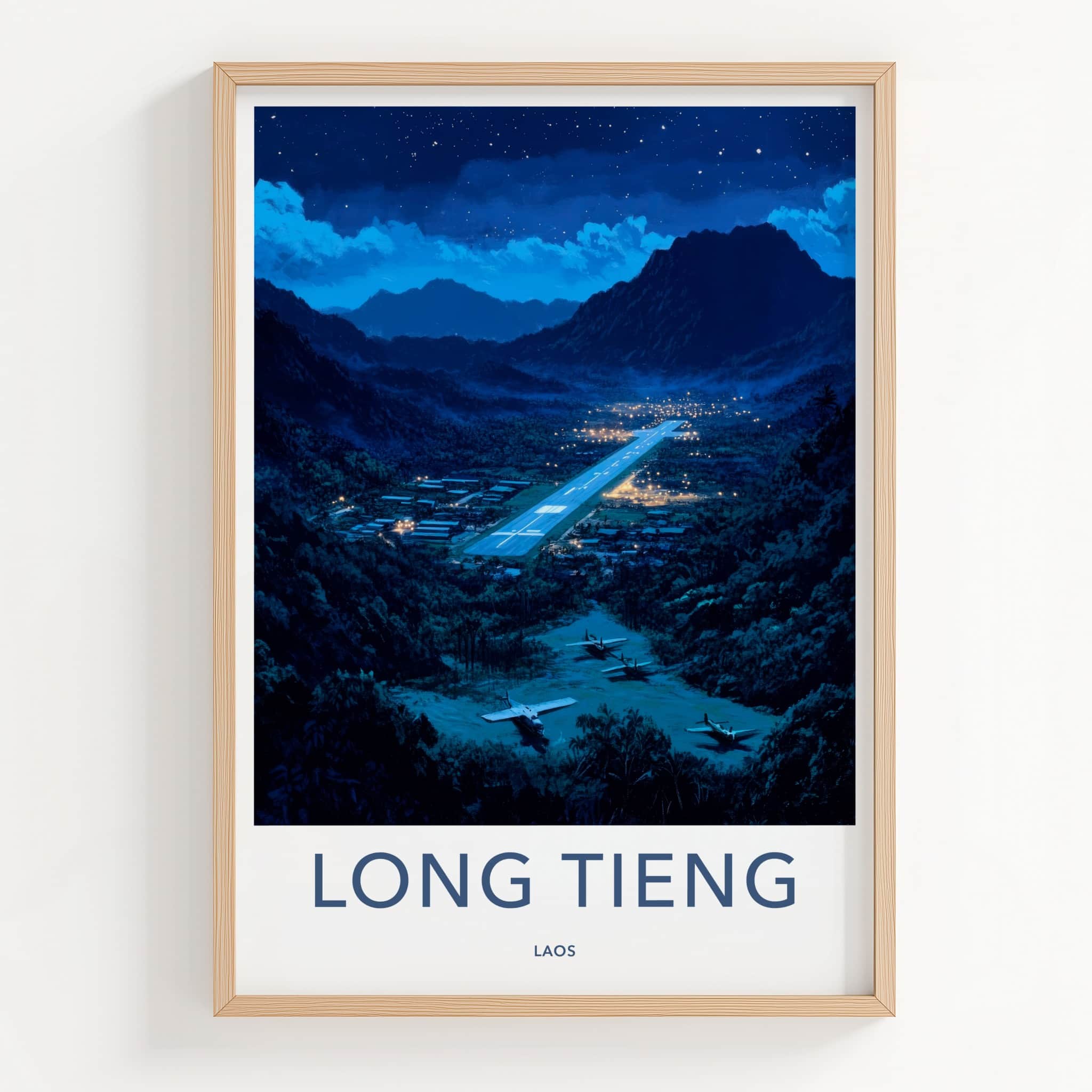 Long Tieng Poster - Laos Travel Art - Remote Mountain Airstrip Home Decor