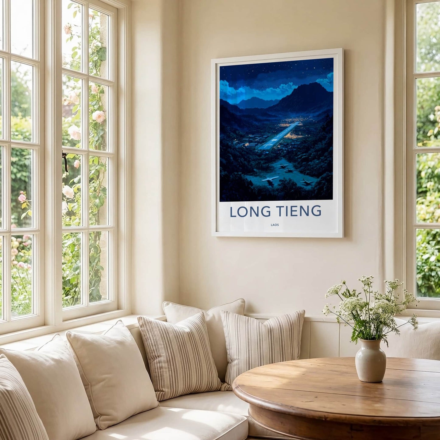 Long Tieng Poster - Laos Travel Art - Remote Mountain Airstrip Home Decor