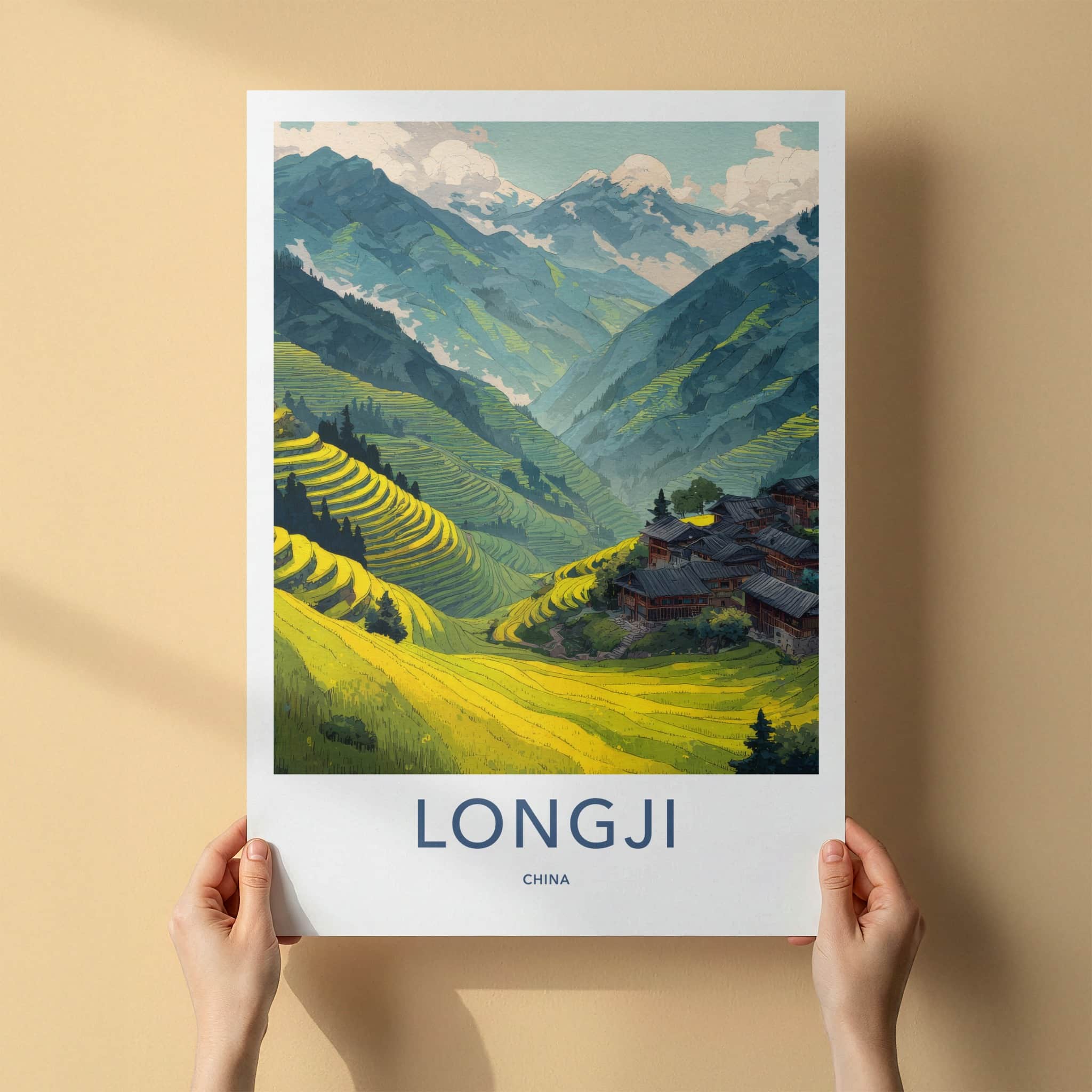 Longji Poster - China Fine Art - Mountain Rice Village Home Decor