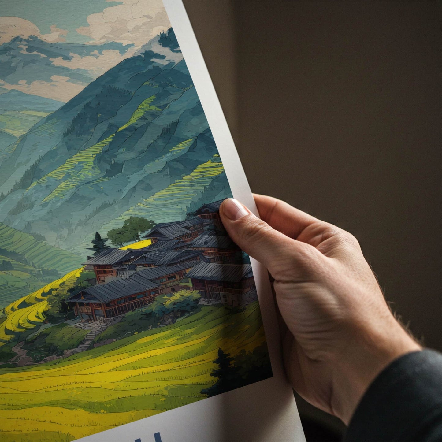 Longji Poster - China Fine Art - Mountain Rice Village Home Decor