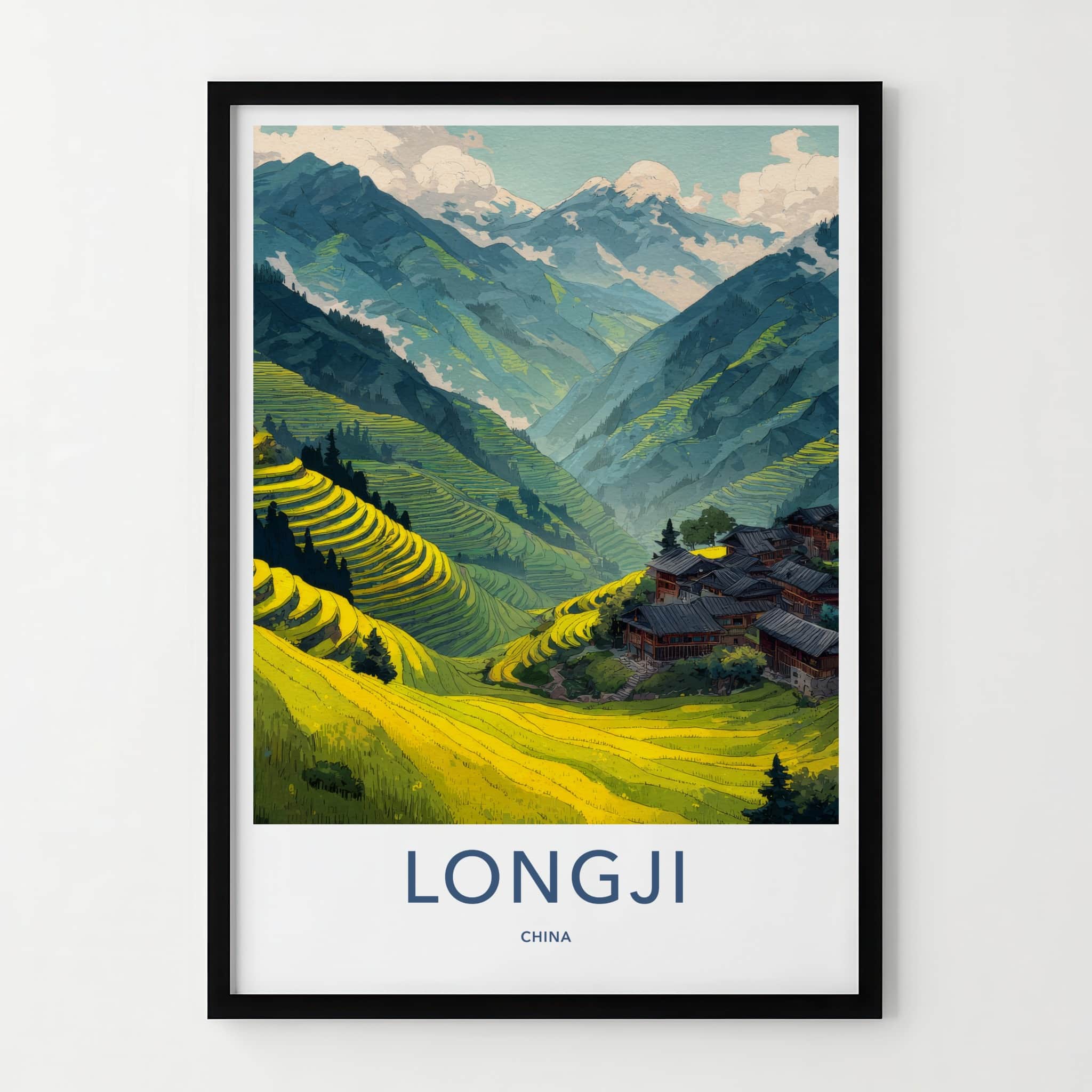 Longji Poster - China Fine Art - Mountain Rice Village Home Decor