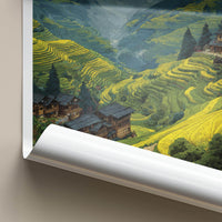 Longji Poster - China Travel Art - Mountain Village View Home Decor