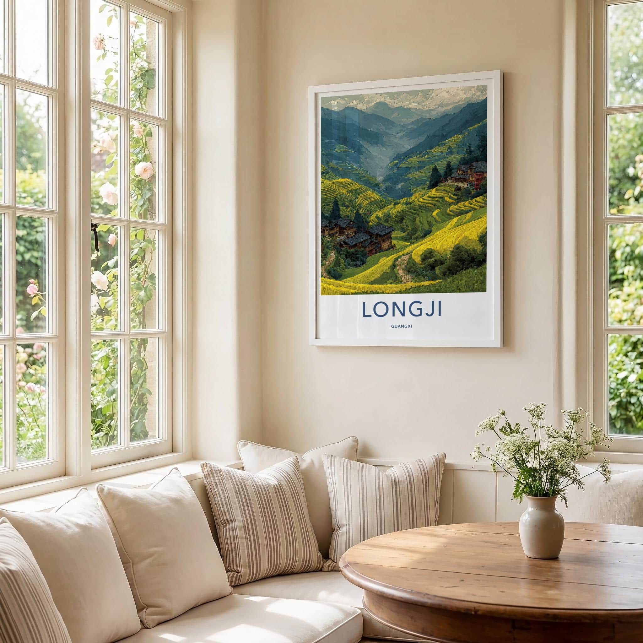 Longji Poster - China Travel Art - Mountain Village View Home Decor