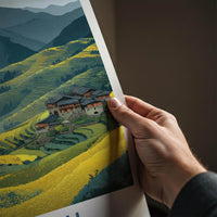 LONGJI Poster - China Travel Art - Terraced Fields Village Home Decor