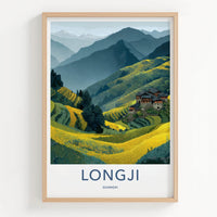 LONGJI Poster - China Travel Art - Terraced Fields Village Home Decor