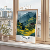 LONGJI Poster - China Travel Art - Terraced Fields Village Home Decor
