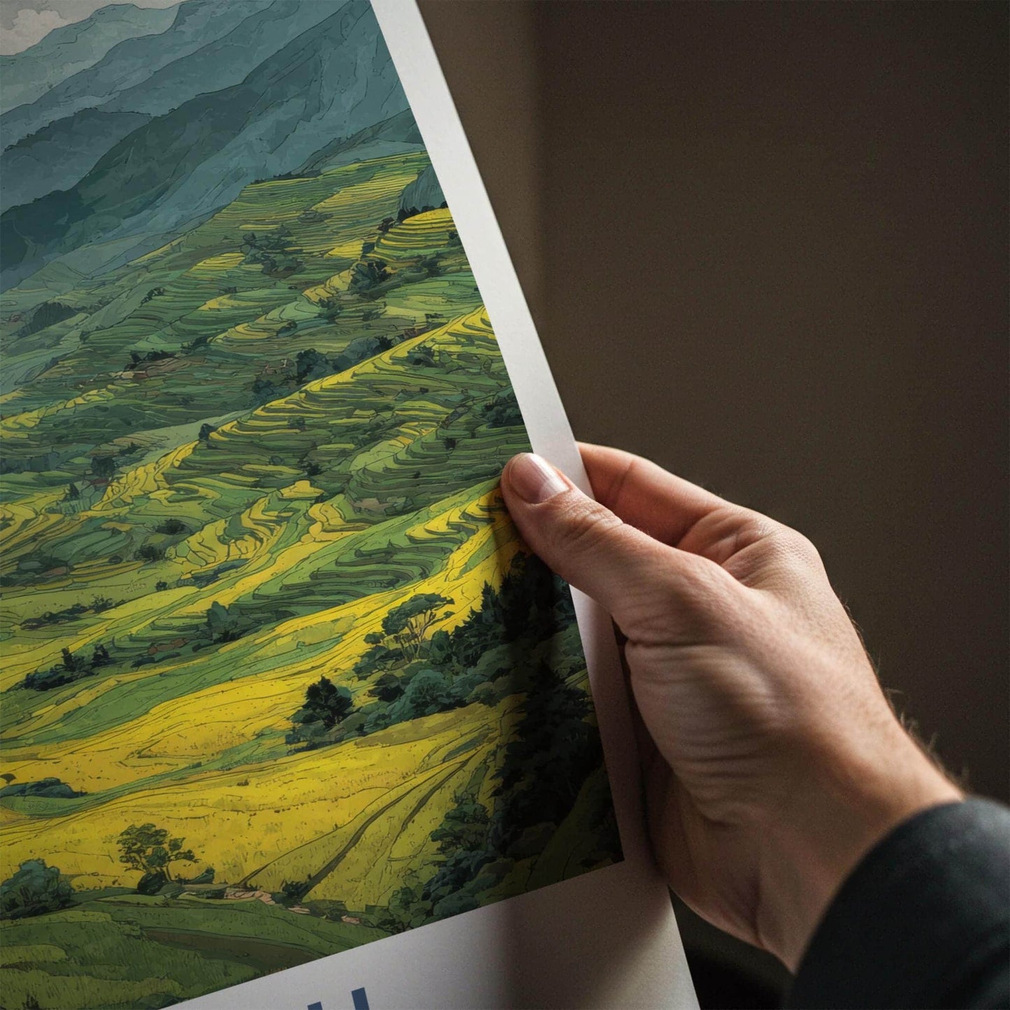 Longji Poster - China Travel Print - Lush Rice Terraces Framed Decor
