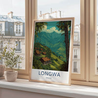 Longwa Poster - India Travel Art - Nagaland Village Huts Home Decor