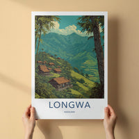 Longwa Poster - India Travel Art - Nagaland Village Huts Home Decor