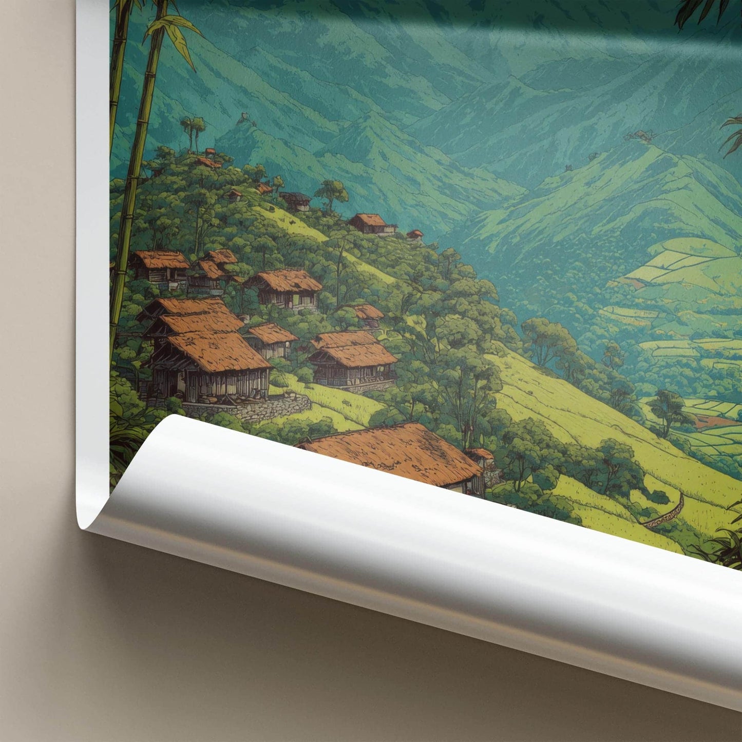 Longwa Poster - India Travel Art - Nagaland Village Huts Home Decor