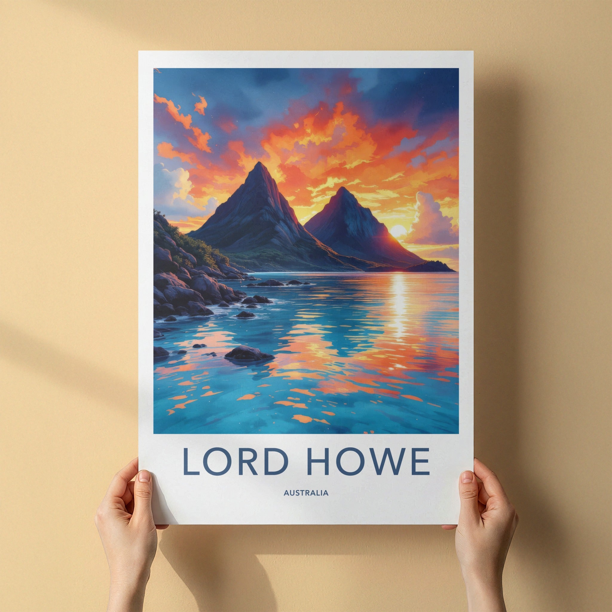 Lord Howe Poster - Australia Wall Art - Dramatic Ocean Sunset Home Decor