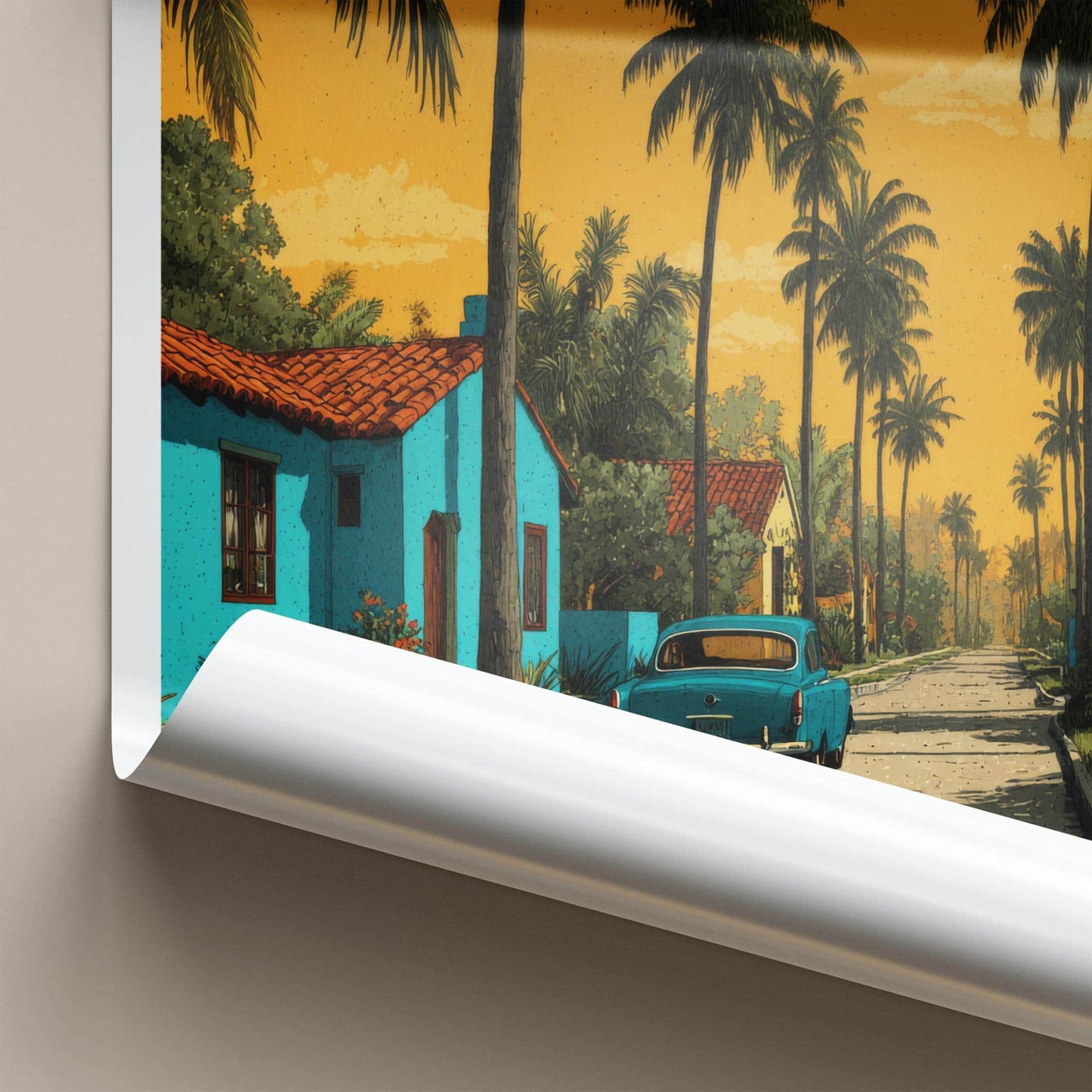 Los Angeles Poster - California Travel Art - Vintage Car Palms Home Decor