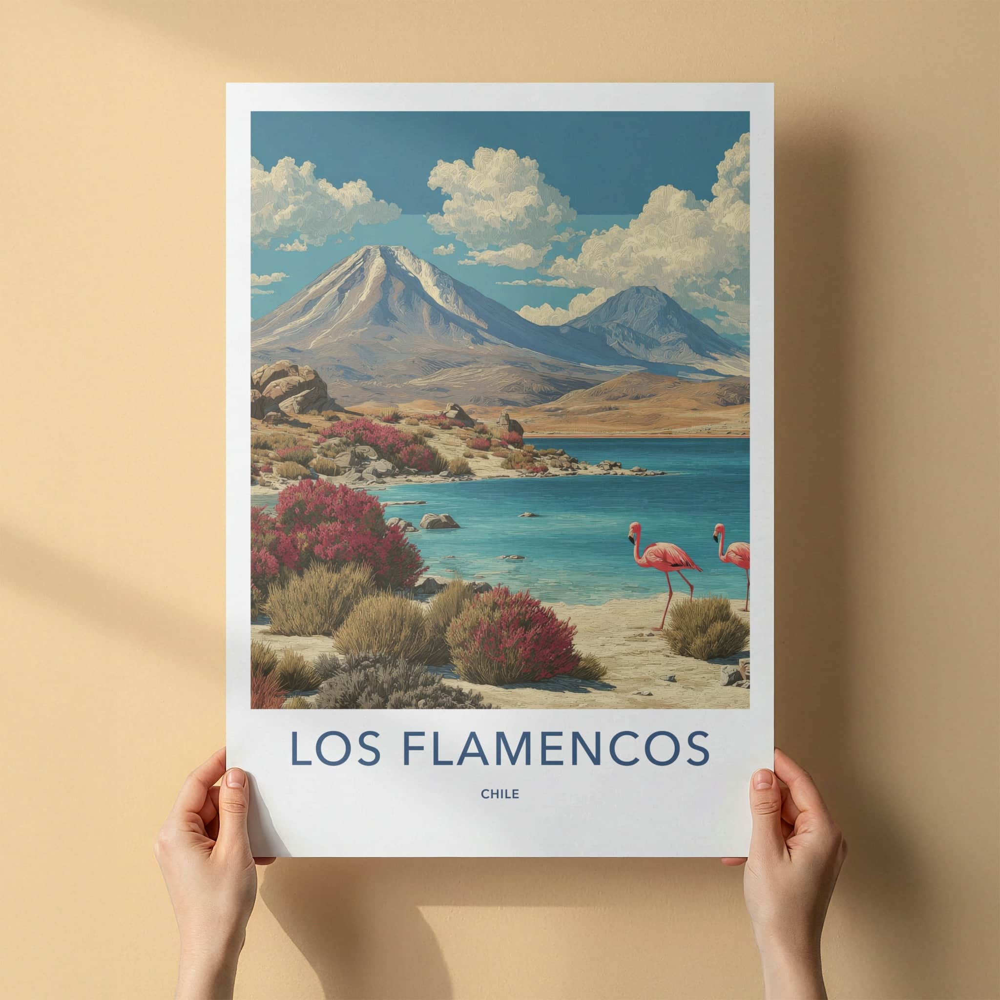 Los Flamencos Poster - Chile Framed Print - Desert Lake Flamingos Wall Decor