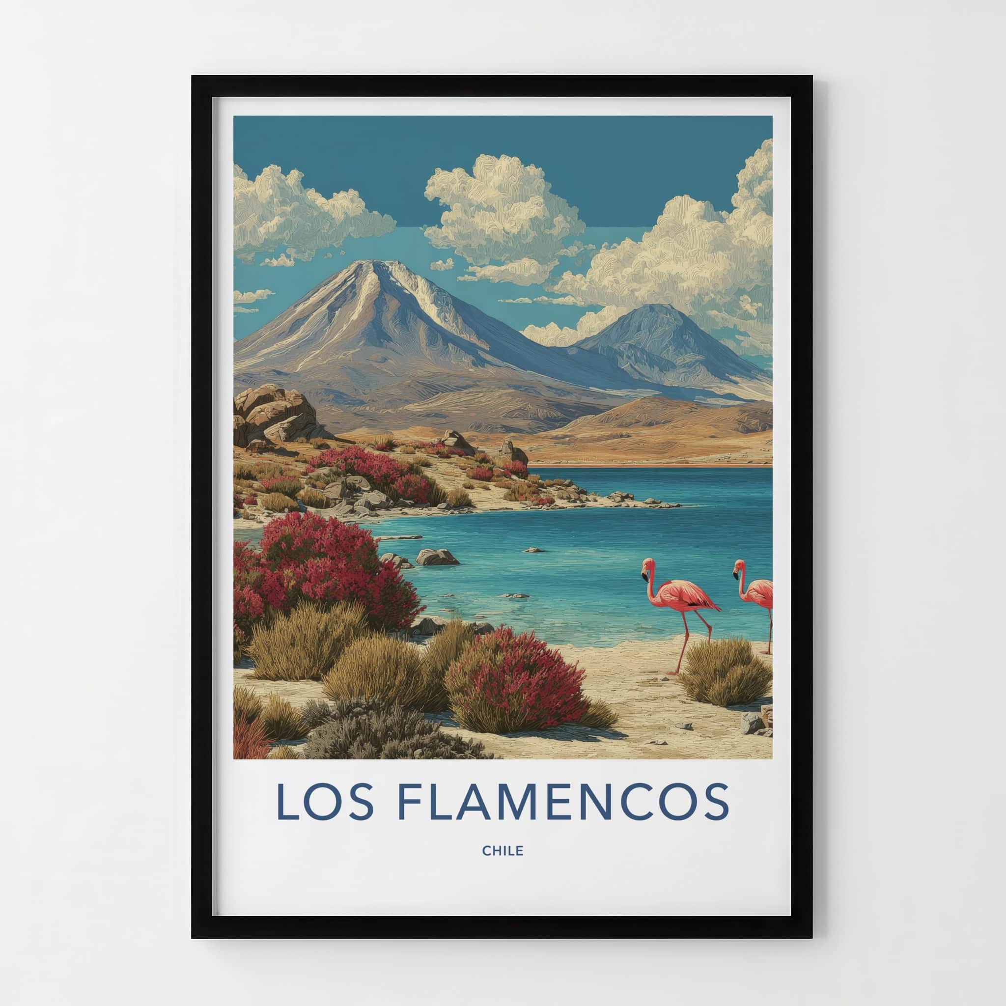 Los Flamencos Poster - Chile Framed Print - Desert Lake Flamingos Wall Decor