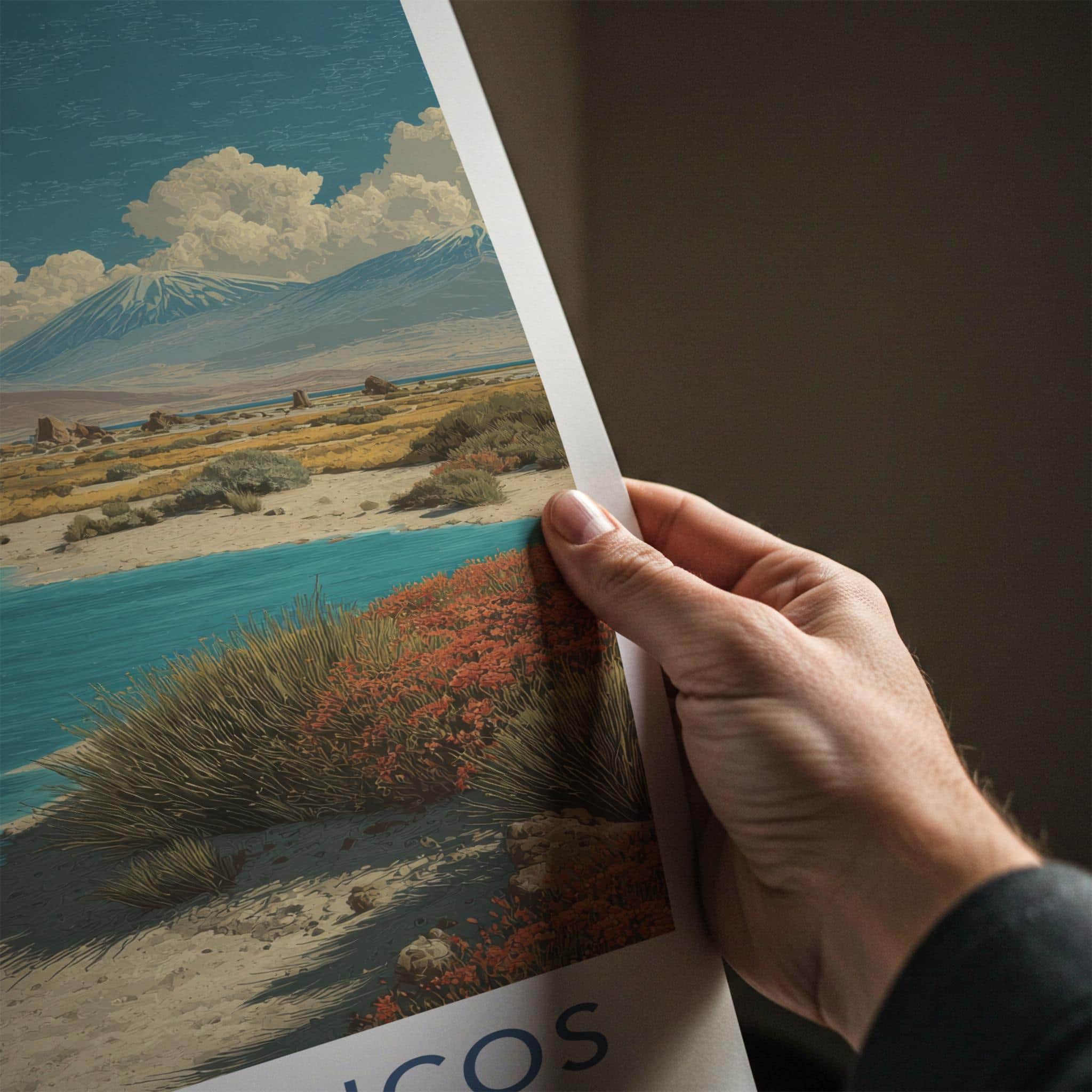 Los Flamencos Poster - Chile Travel Art - Flamingos Desert Lake Wall Decor
