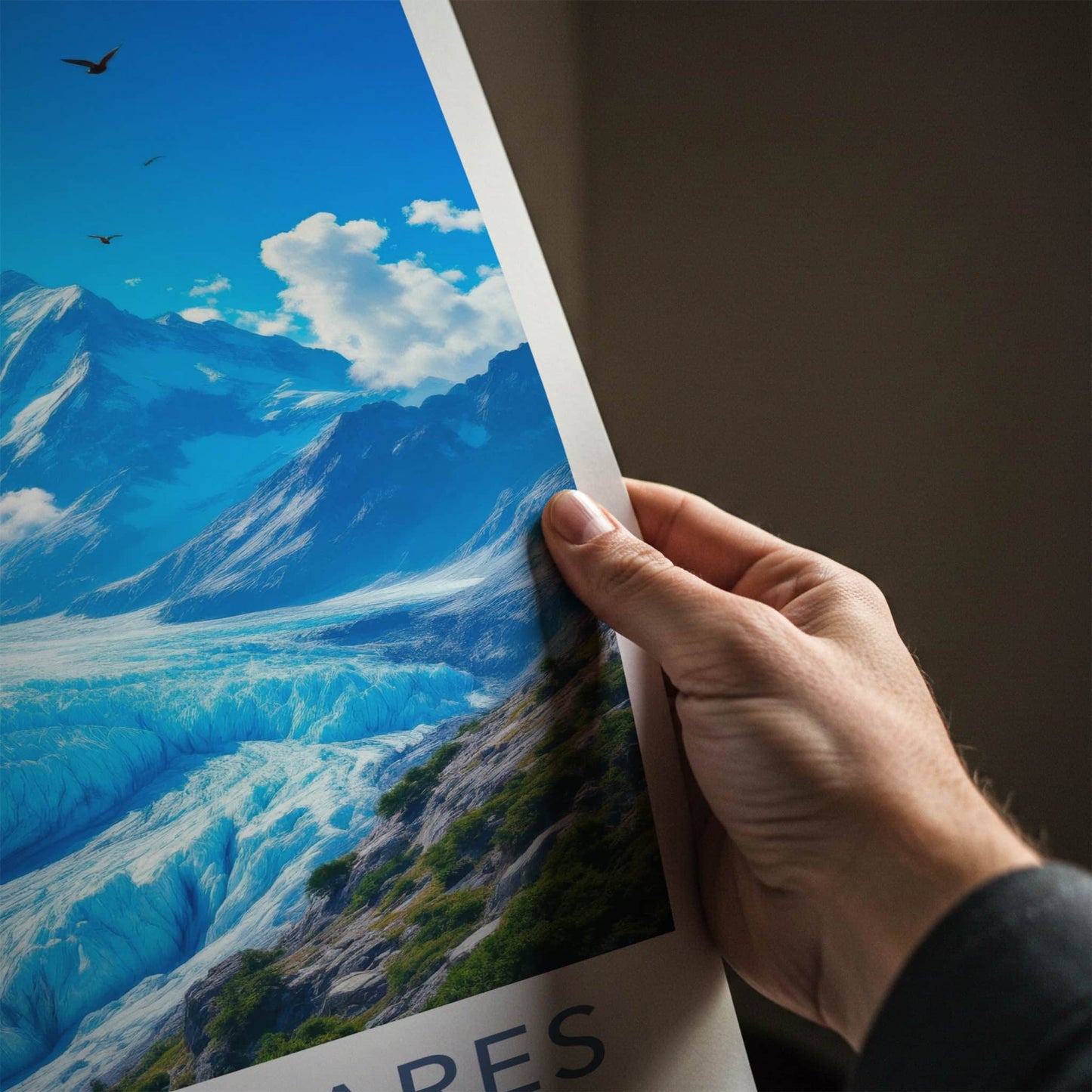 Los Glaciares Poster - Argentina Travel Art - Blue Glacier Landscape Home Decor