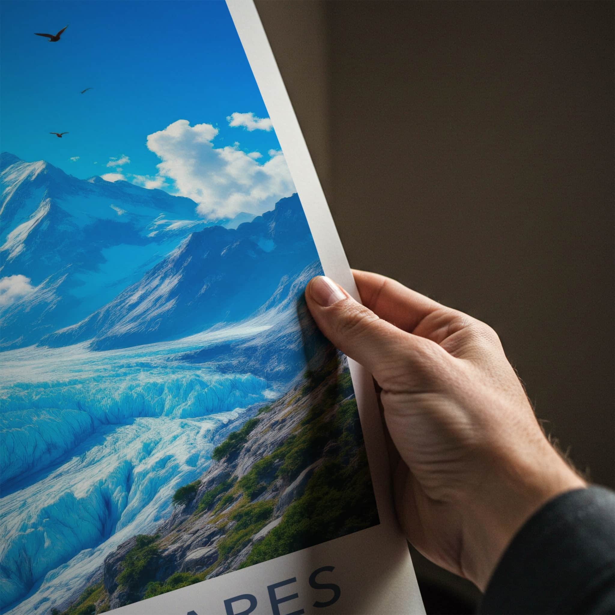 Los Glaciares Poster - Argentina Travel Art - Blue Glacier Landscape Home Decor