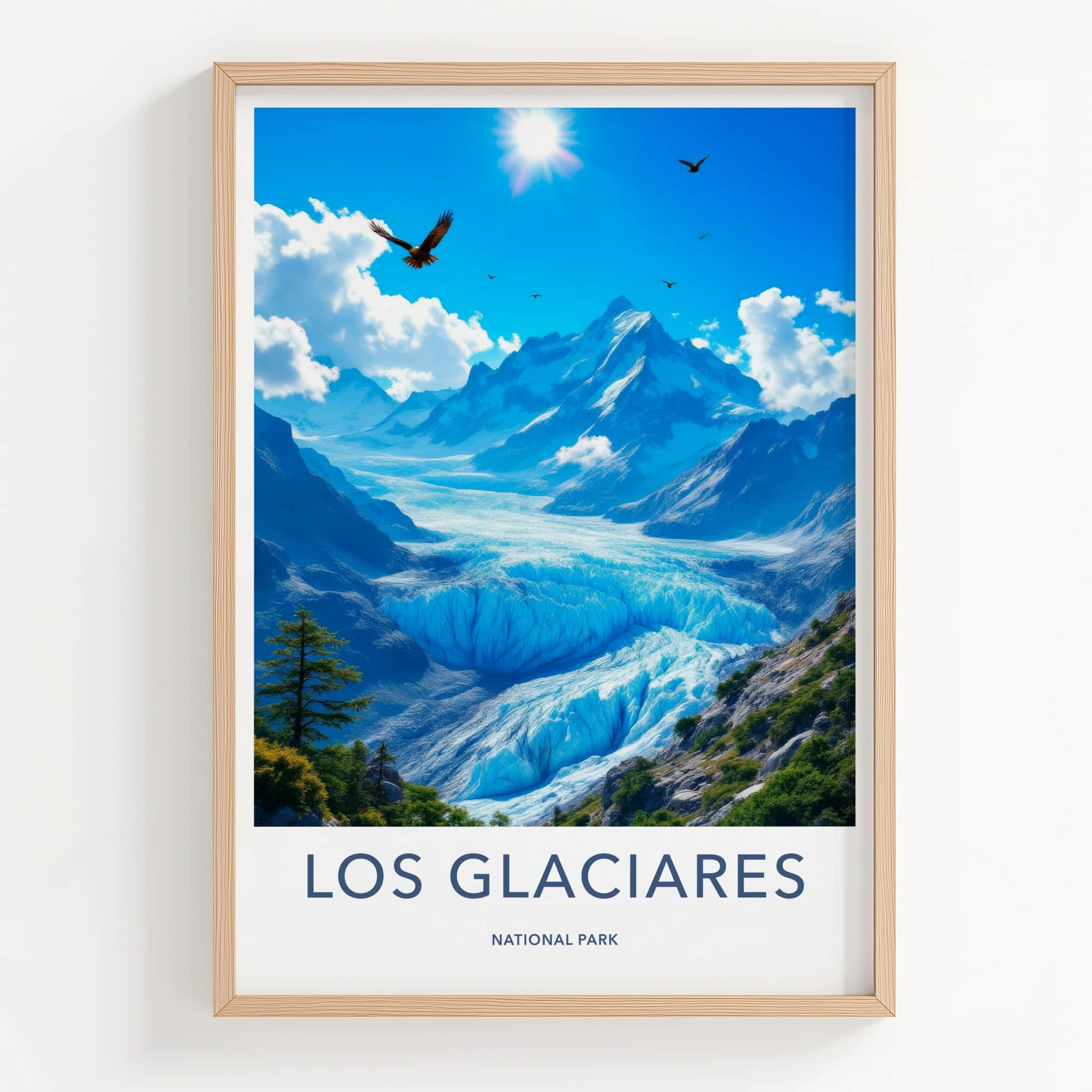 Los Glaciares Poster - Argentina Travel Art - Blue Glacier Landscape Home Decor
