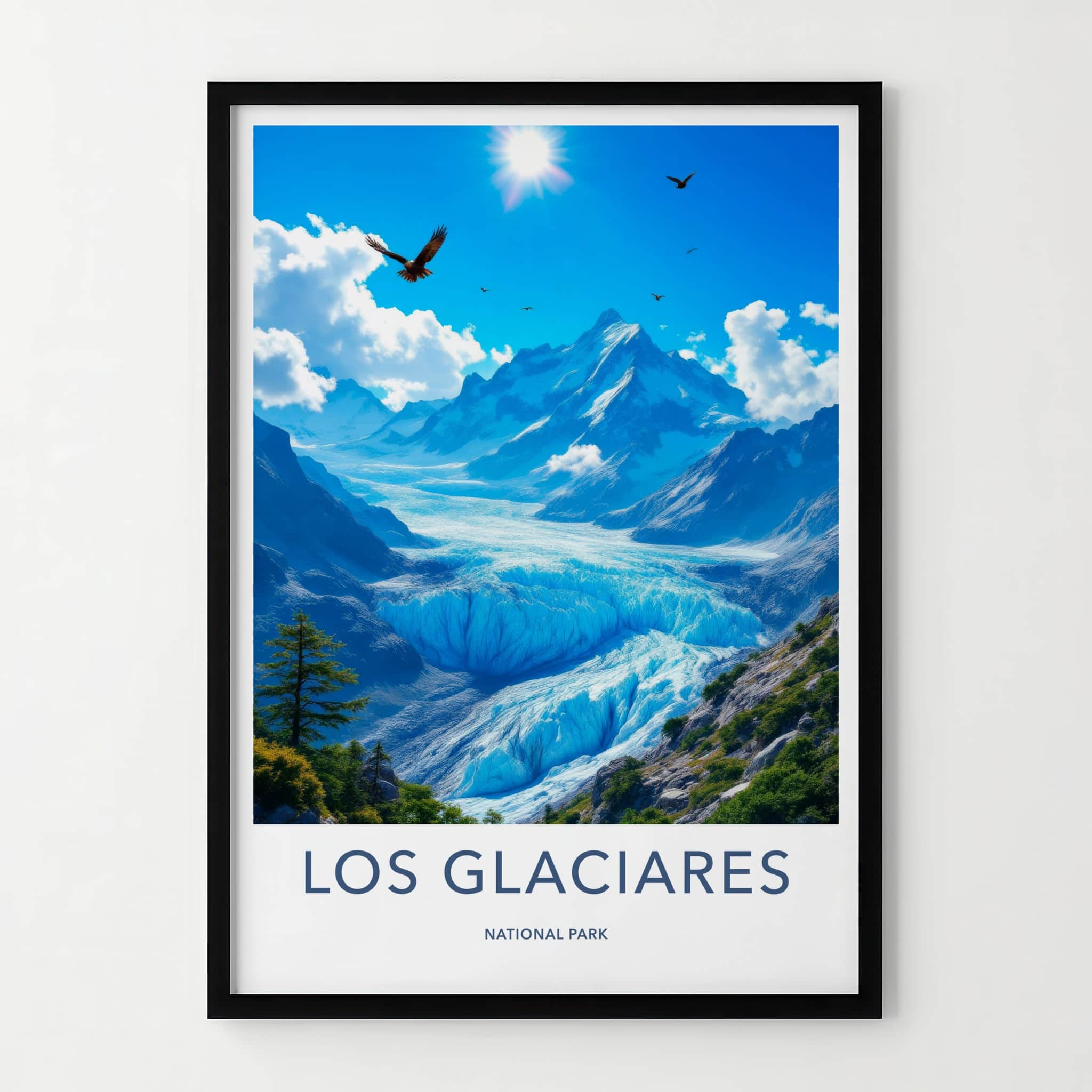 Los Glaciares Poster - Argentina Travel Art - Blue Glacier Landscape Home Decor