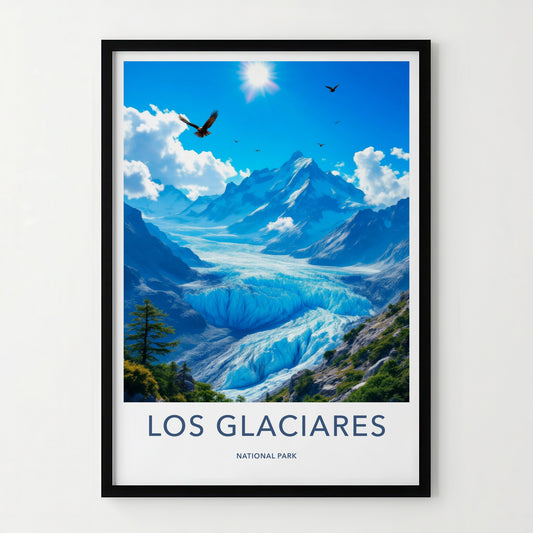 Los Glaciares Poster - Argentina Travel Art - Blue Glacier Landscape Home Decor