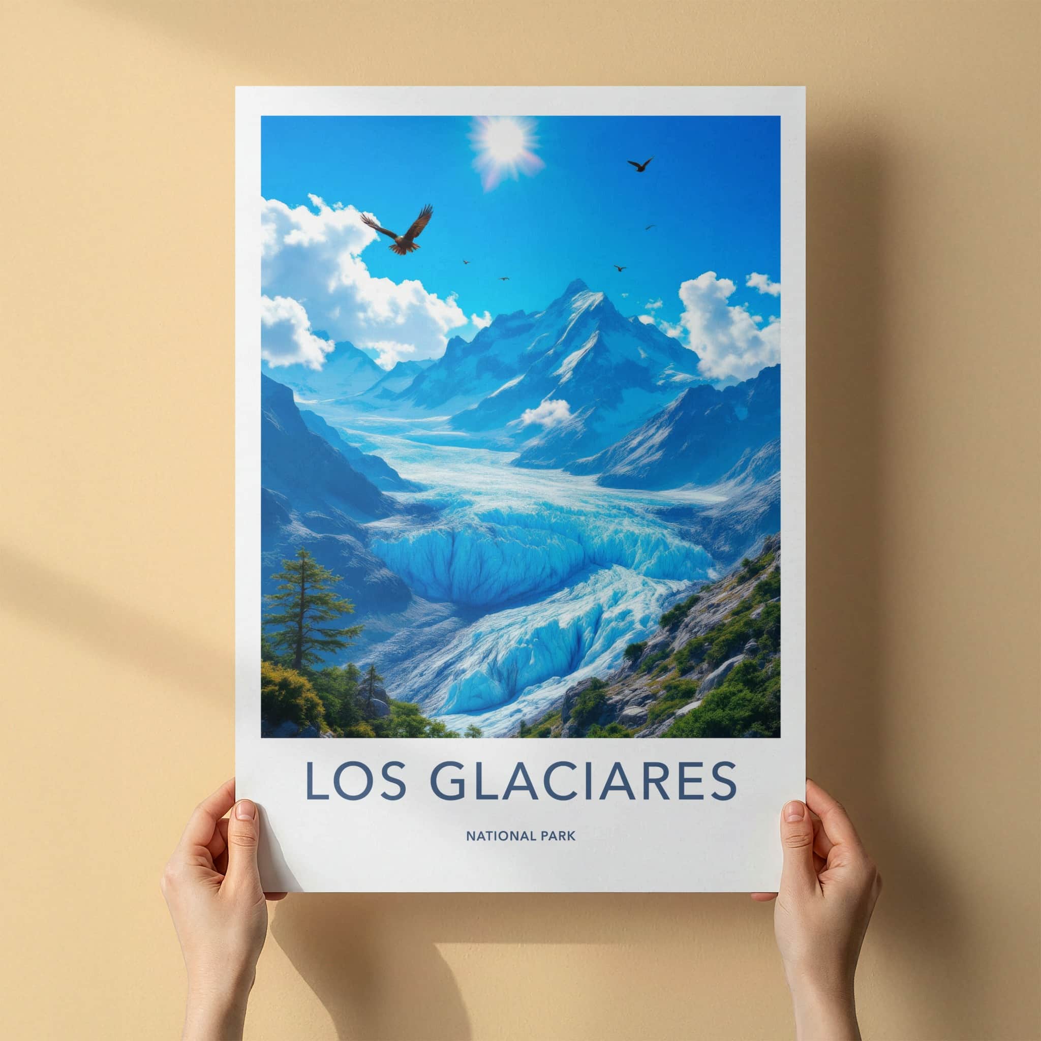 Los Glaciares Poster - Argentina Travel Art - Blue Glacier Landscape Home Decor