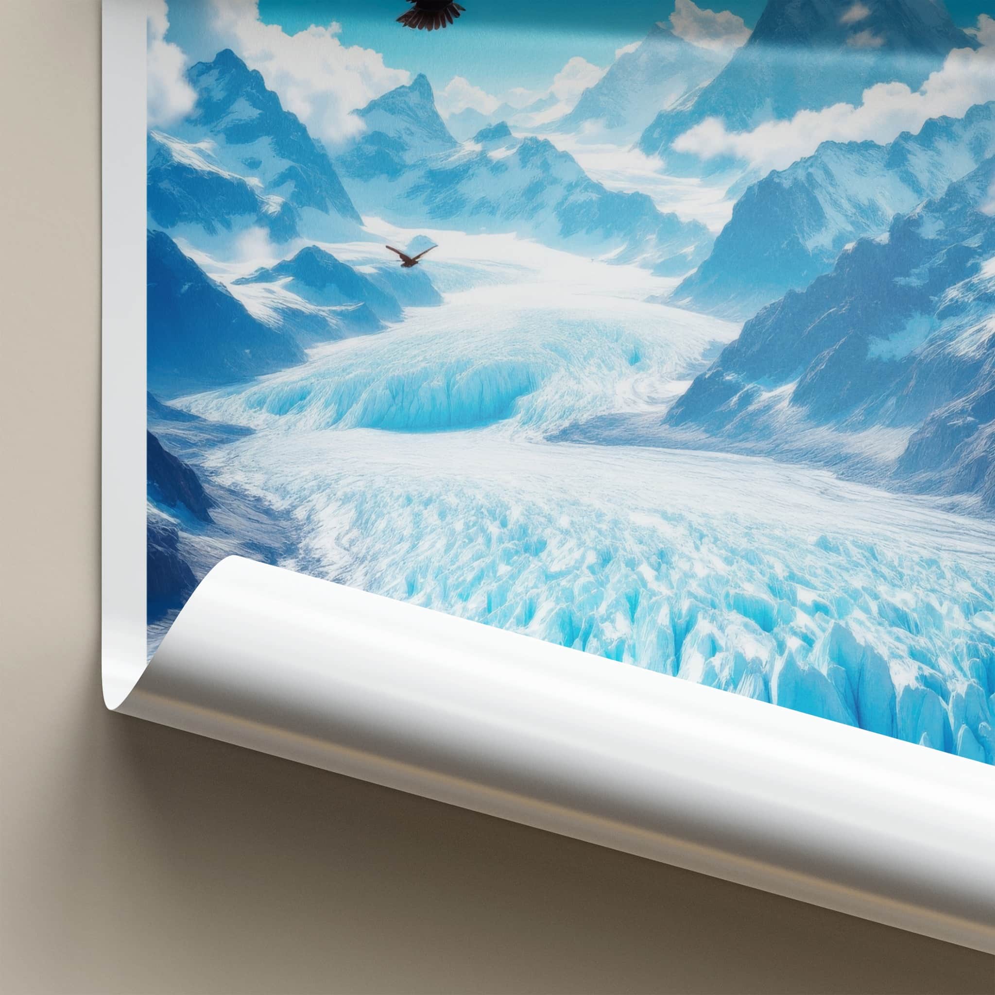 Los Glaciares Poster - Argentina Travel Art - Eagles Flying Glacier Home Decor