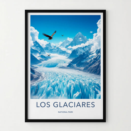 Los Glaciares Poster - Argentina Travel Art - Eagles Flying Glacier Home Decor