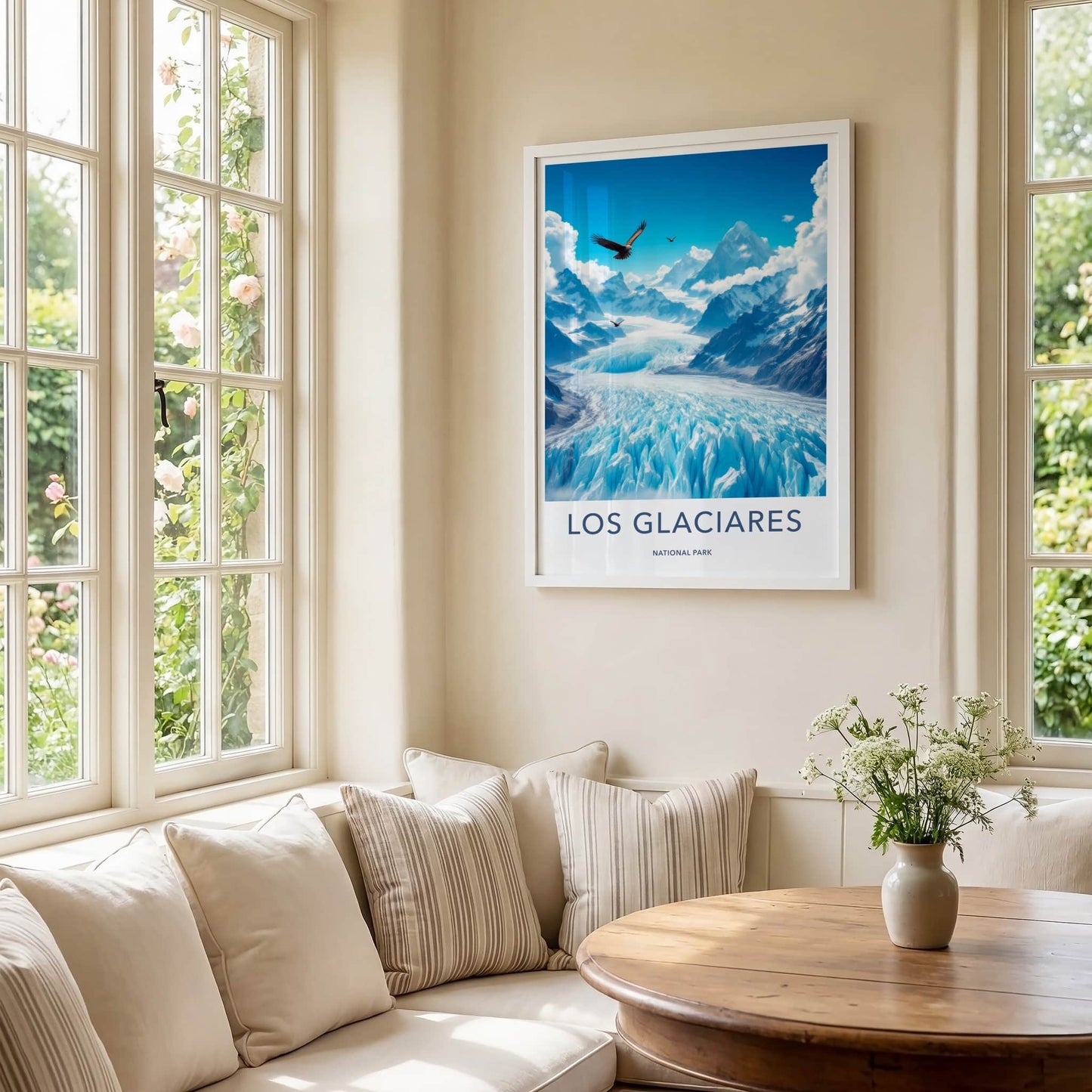 Los Glaciares Poster - Argentina Travel Art - Eagles Flying Glacier Home Decor