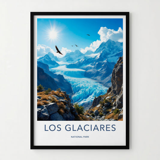 Los Glaciares Poster - Argentina Travel Art - Vast Glacier Valley Home Decor