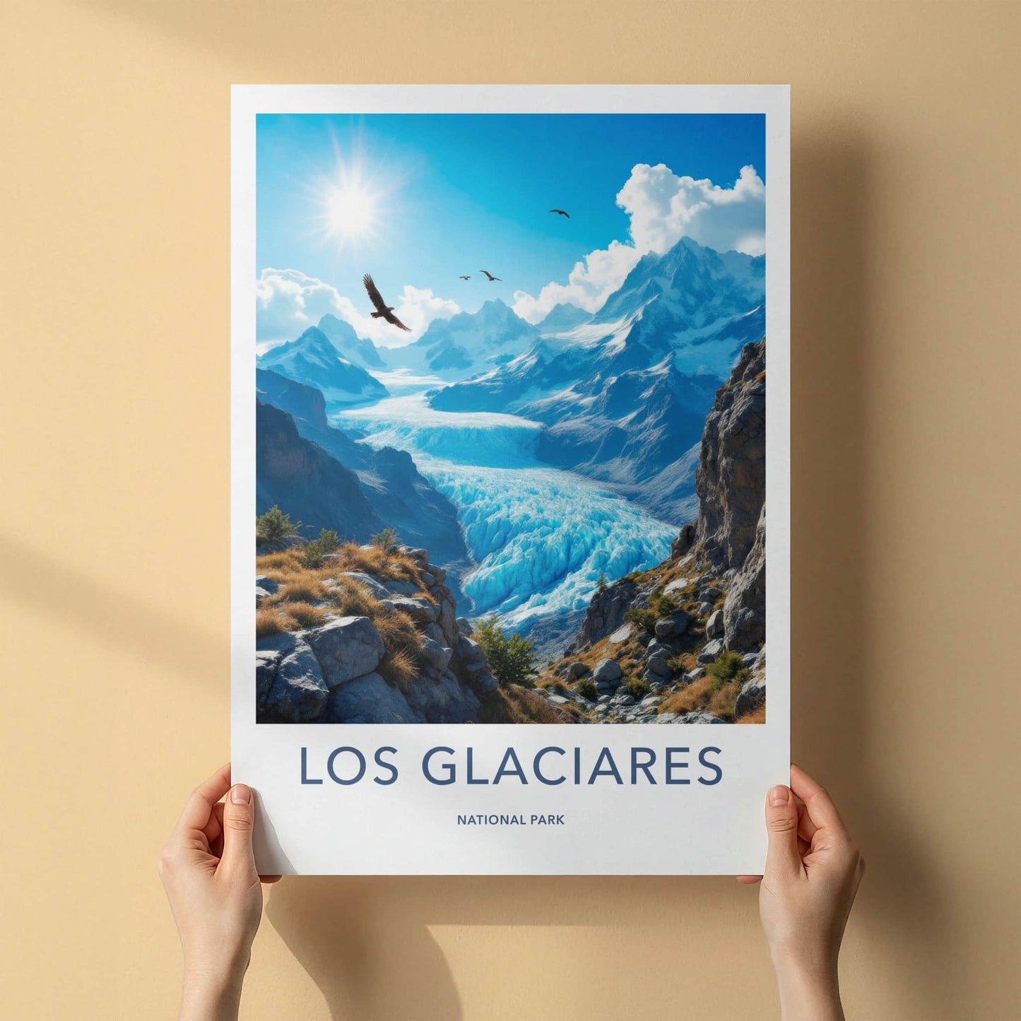 Los Glaciares Poster - Argentina Travel Art - Vast Glacier Valley Home Decor