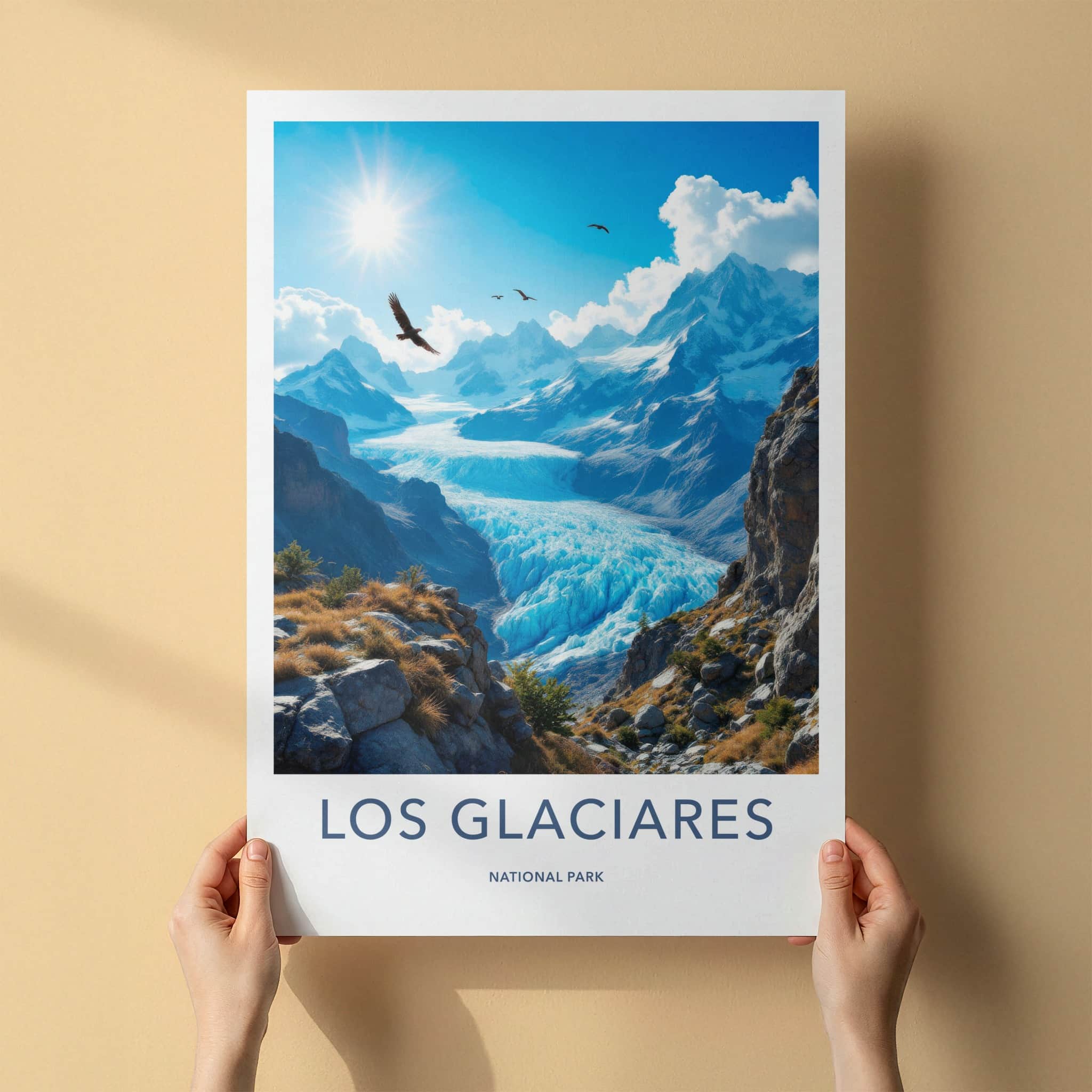 Los Glaciares Poster - Argentina Travel Art - Vast Glacier Valley Home Decor