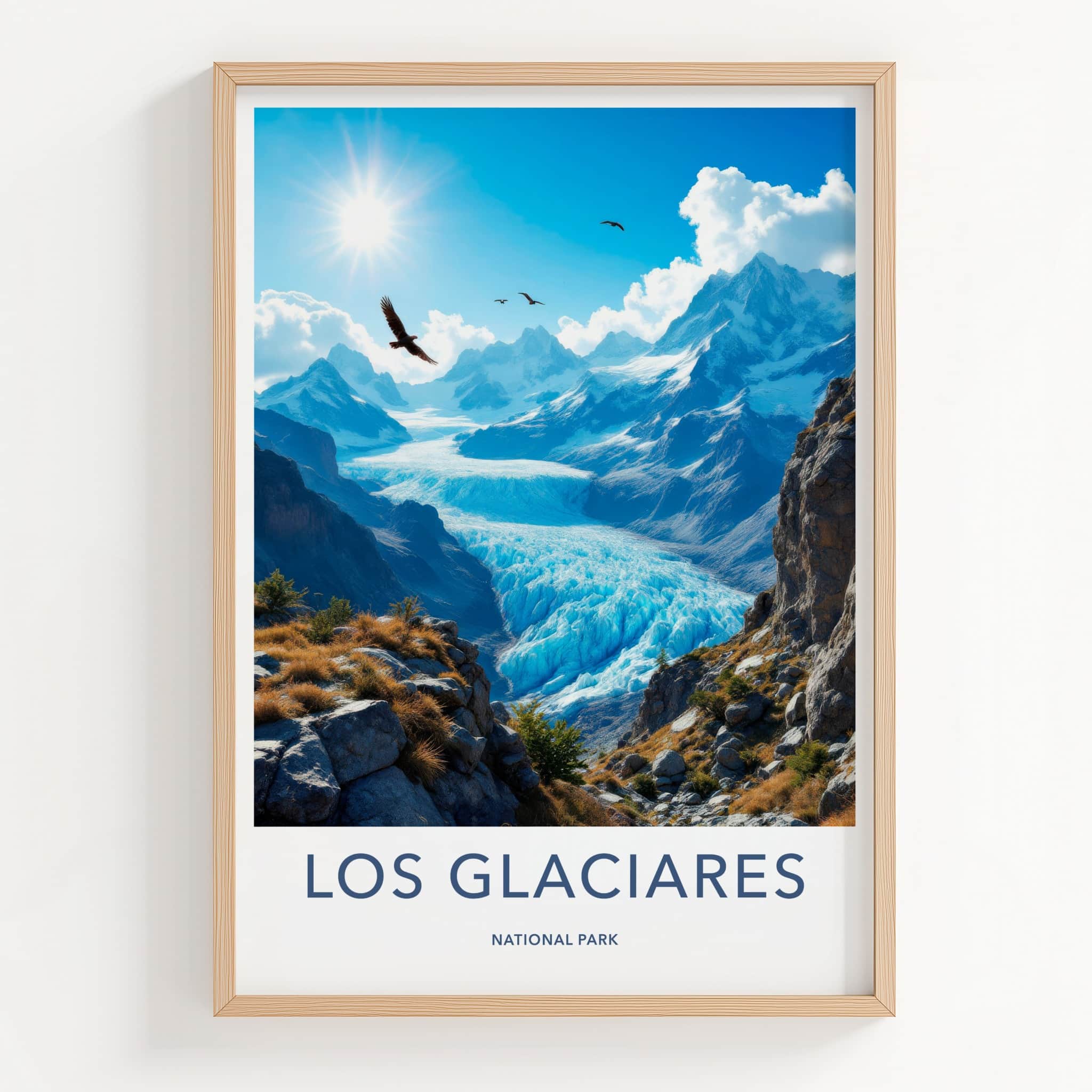 Los Glaciares Poster - Argentina Travel Art - Vast Glacier Valley Home Decor